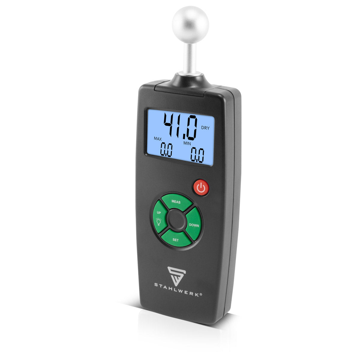 STAHLWERK FM-100 ST professional moisture meter with 40 mm measuring depth and ball head, precise moisture meter / moisture meter for walls, wood, plaster, plaster and cement