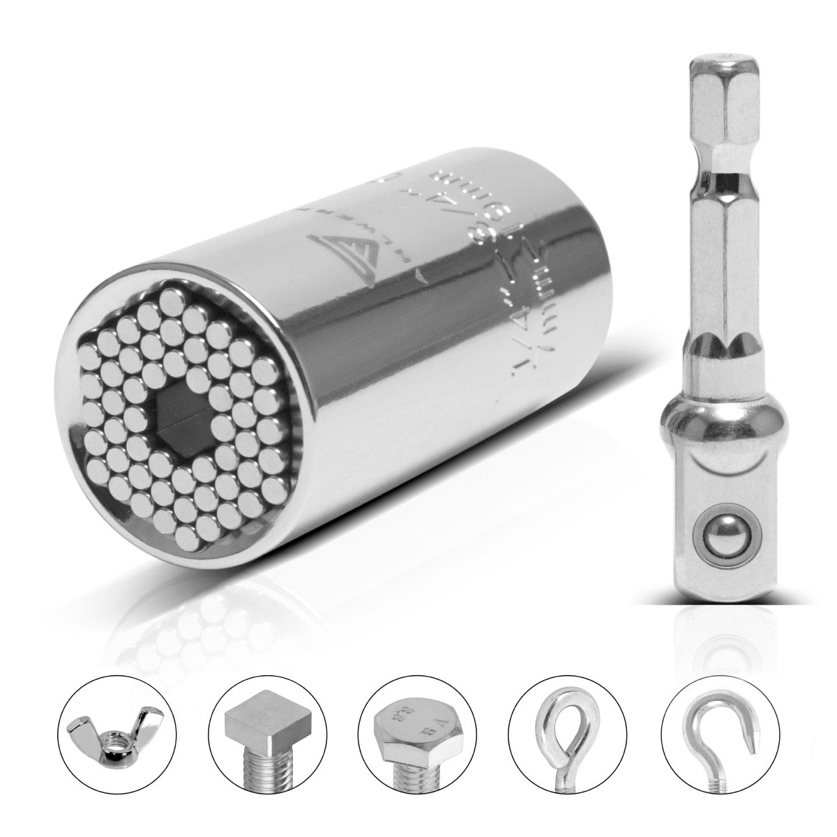 Clé à douille universelle STAHLWERK Douille multifonction 7-19 mm pour cliquets 3/8" avec adaptateur pour perceuses sans fil et électriques