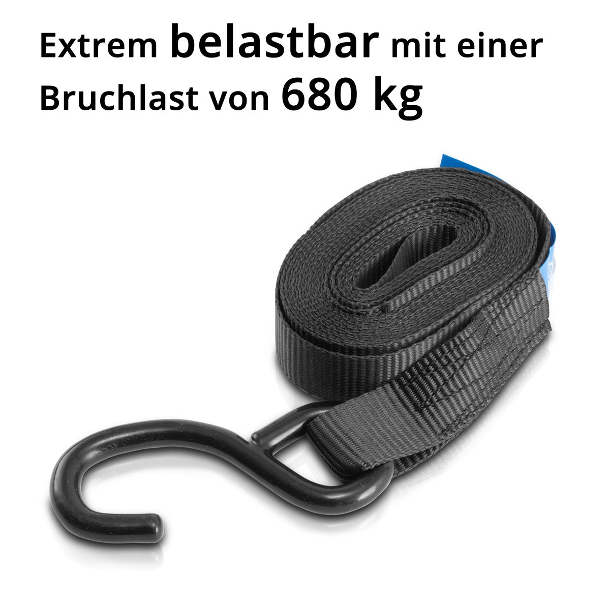 Sangles de tension STAHLWERK avec cliquet + crochet ZG-800 ST 400 kg de charge de traction, lot de 4 / sangle de tension / sangle d'arrimage / sangle à cliquet d'une longueur de 4,57 m et d'une charge de rupture de 680 kg