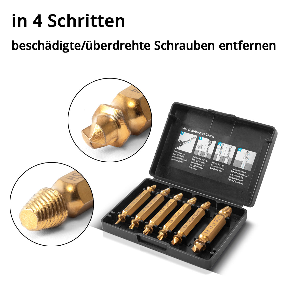 STAHLWERK Linksausdreher / Schraubenentferner / beschädigte Schrauben Ausdreher 6er Set / gehärteter HSS Stahl