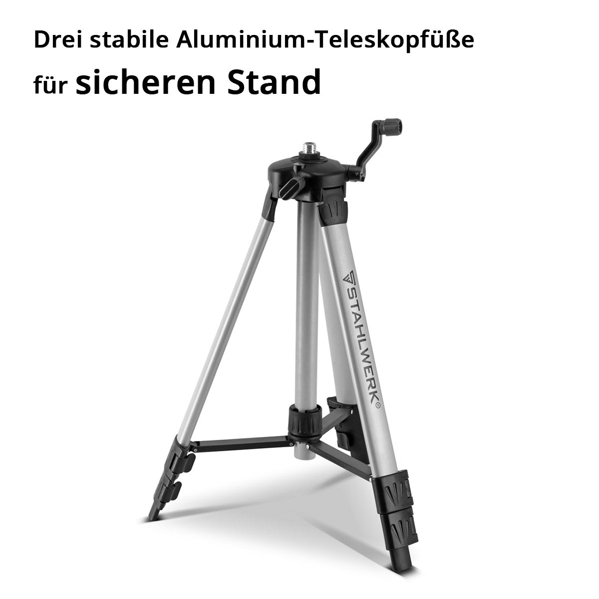 Trépied universel STAHLWERK pour le laser à lignes croisées STAHLWERK KL-5 ST trépied télescopique / trépied / trépied avec colonne centrale extensible de 280 mm, manivelle et bulle de nivellement