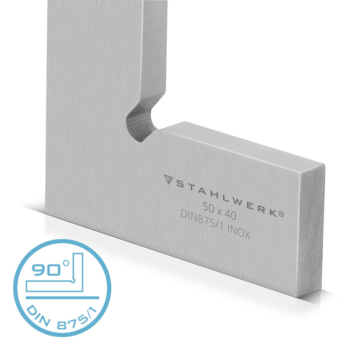 Angolo piatto STAHLWERK 90° 50 x 40 mm DIN 875/1 angolo di controllo / squadra da fabbro / squadra di battuta / squadra di precisione in acciaio inossidabile