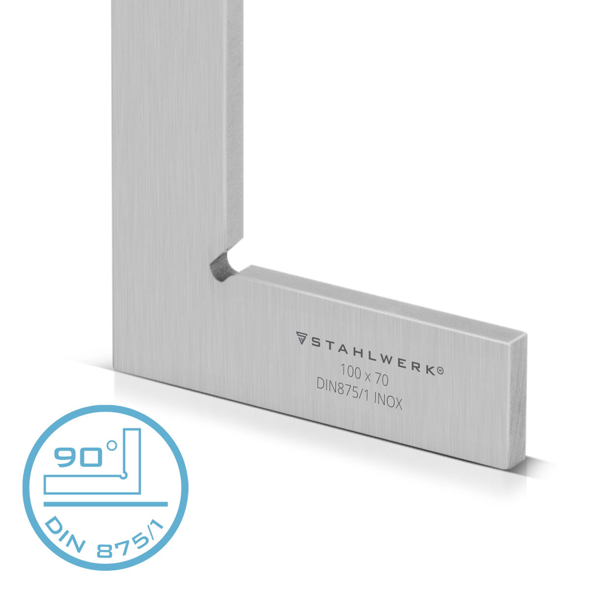 Angolo piatto STAHLWERK 90° 100 x 70 mm DIN 875/1 angolo di controllo / angolo da fabbro / angolo di arresto / angolo di precisione in acciaio inossidabile
