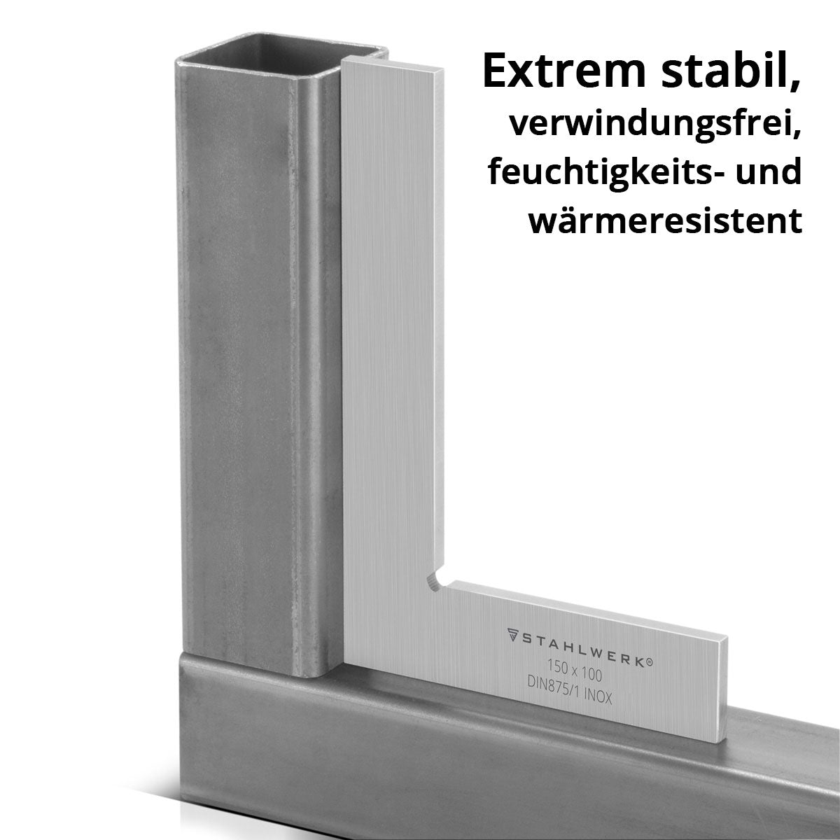 Angolo piatto STAHLWERK 90° 150 x 100 mm DIN 875/1 angolo di controllo / angolo da fabbro / angolo di arresto / angolo di precisione in acciaio inossidabile