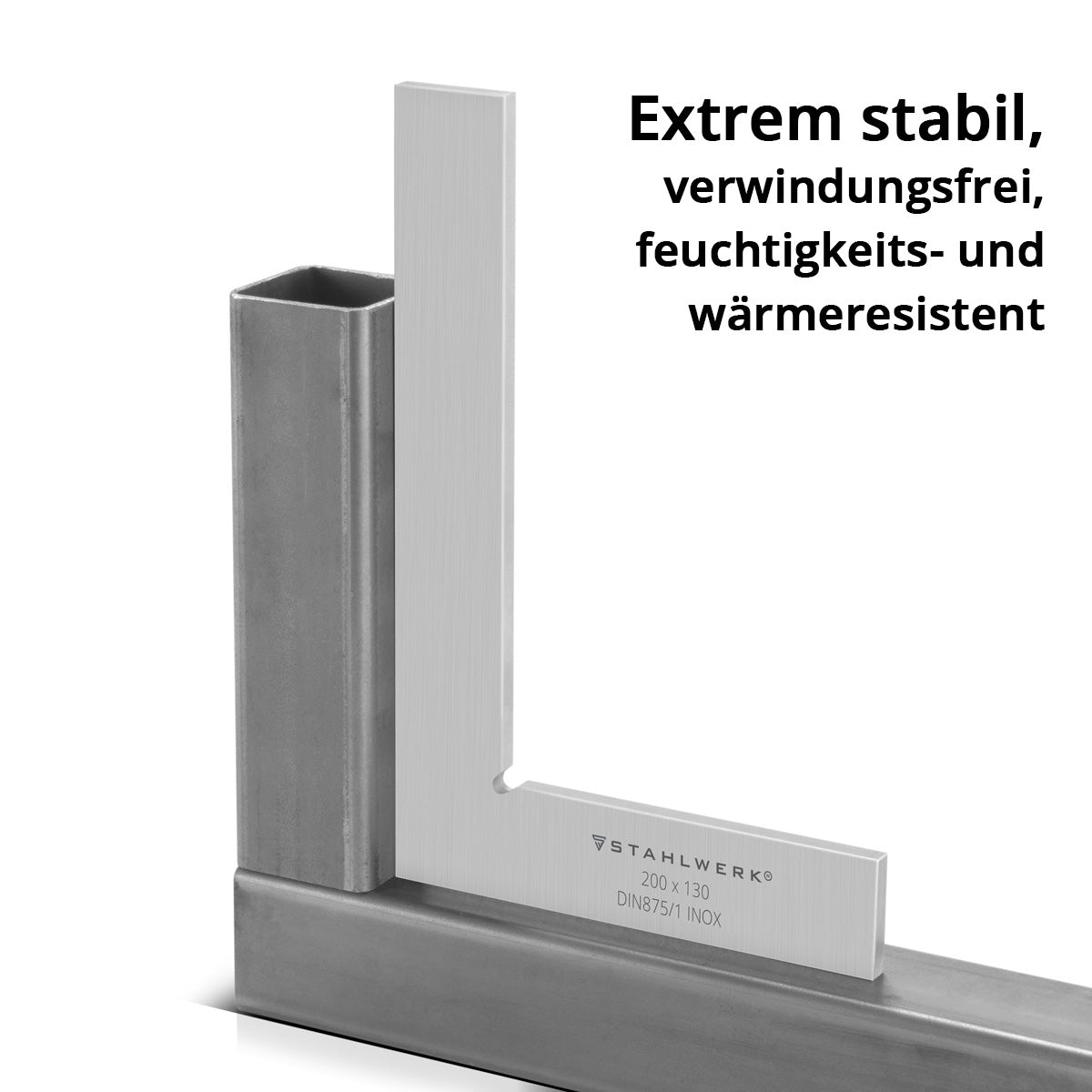 STAHLWERK angle plat 90° 200 x 130 mm DIN 875/1 angle de contrôle / angle de serrurier / angle d'arrêt / angle de précision en acier inoxydable