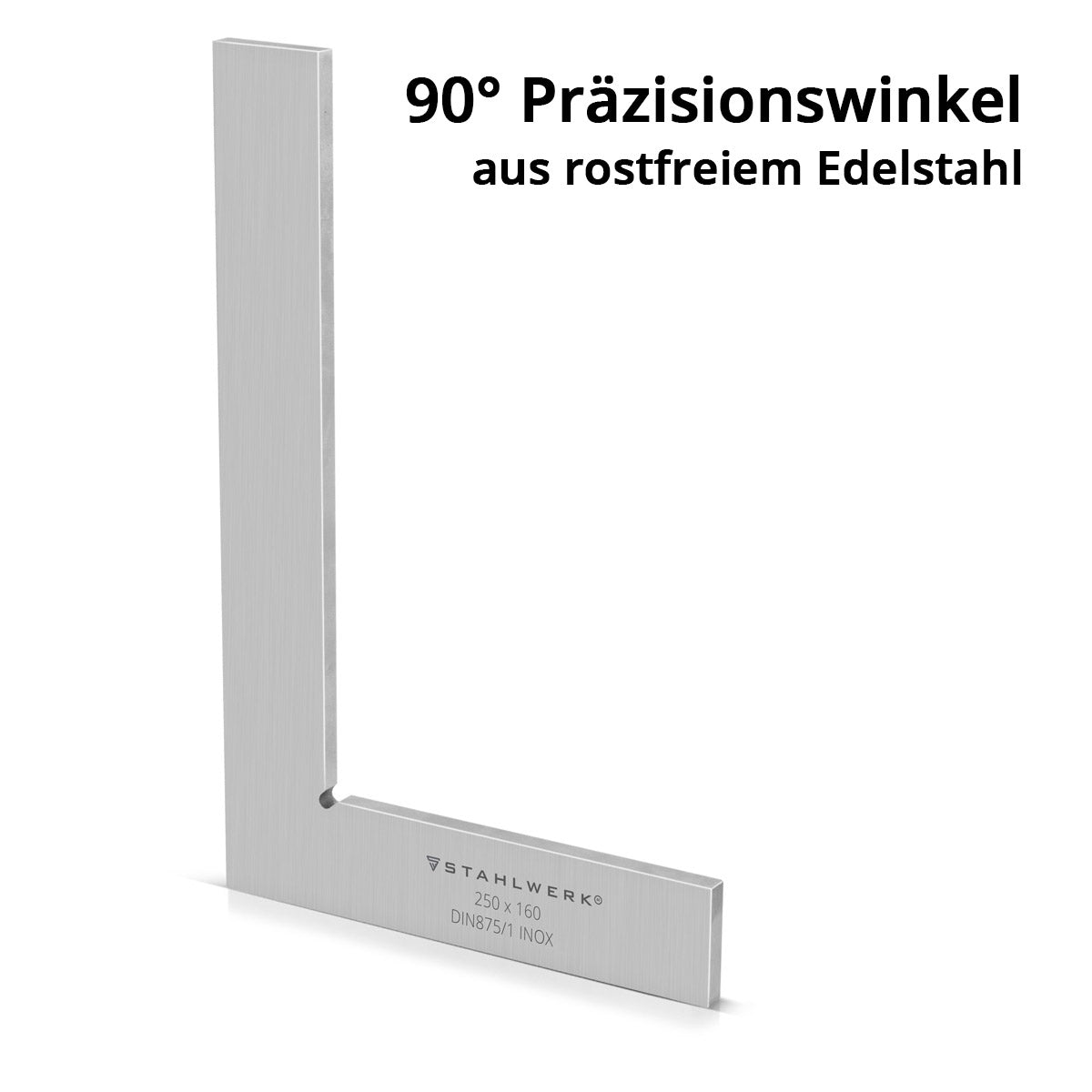 Angolo piatto STAHLWERK 90° 250 x 160 mm DIN 875/1 angolo di controllo / angolo da fabbro / angolo di arresto / angolo di precisione in acciaio inossidabile
