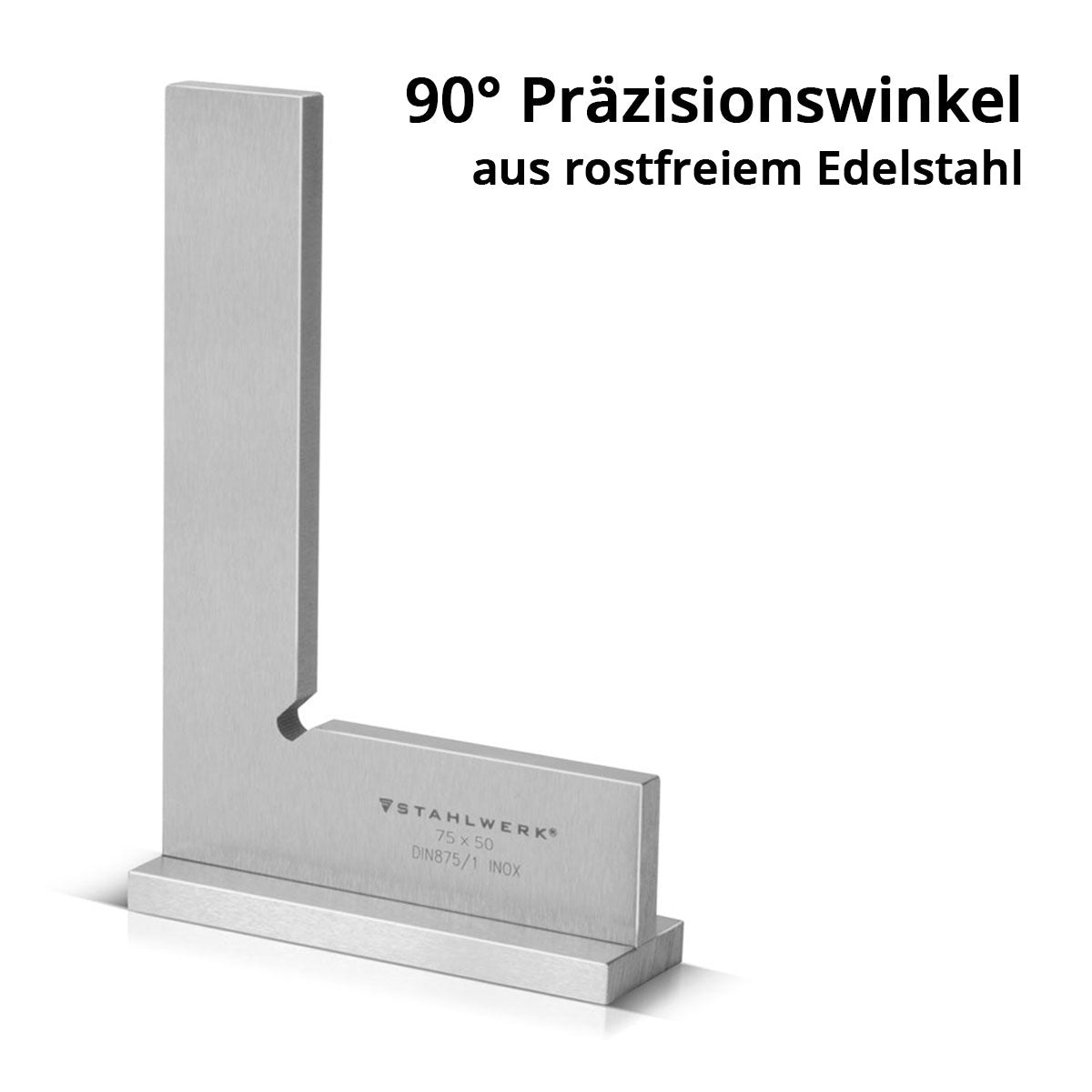 STAHLWERK stop square 90° 75 x 50 mm DIN 875/1 locksmith square / angle stop / precision square made of stainless steel