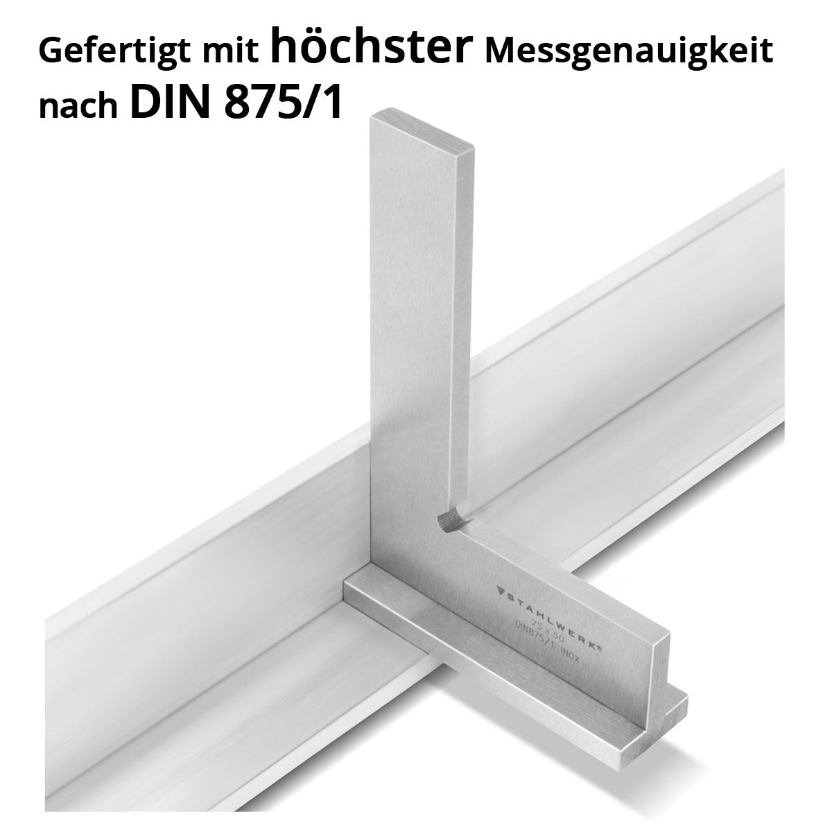 STAHLWERK stop square 90° 75 x 50 mm DIN 875/1 locksmith square / angle stop / precision square made of stainless steel