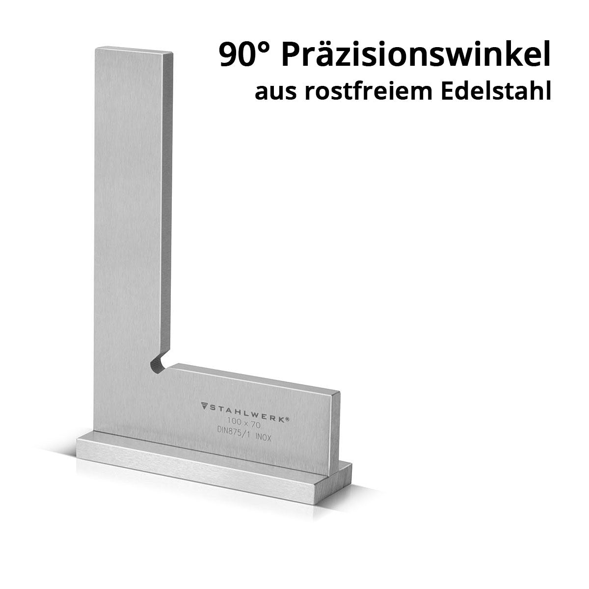 STAHLWERK stop square 90° 100 x 70 mm DIN 875/1 locksmith square / angle stop / precision square made of stainless steel