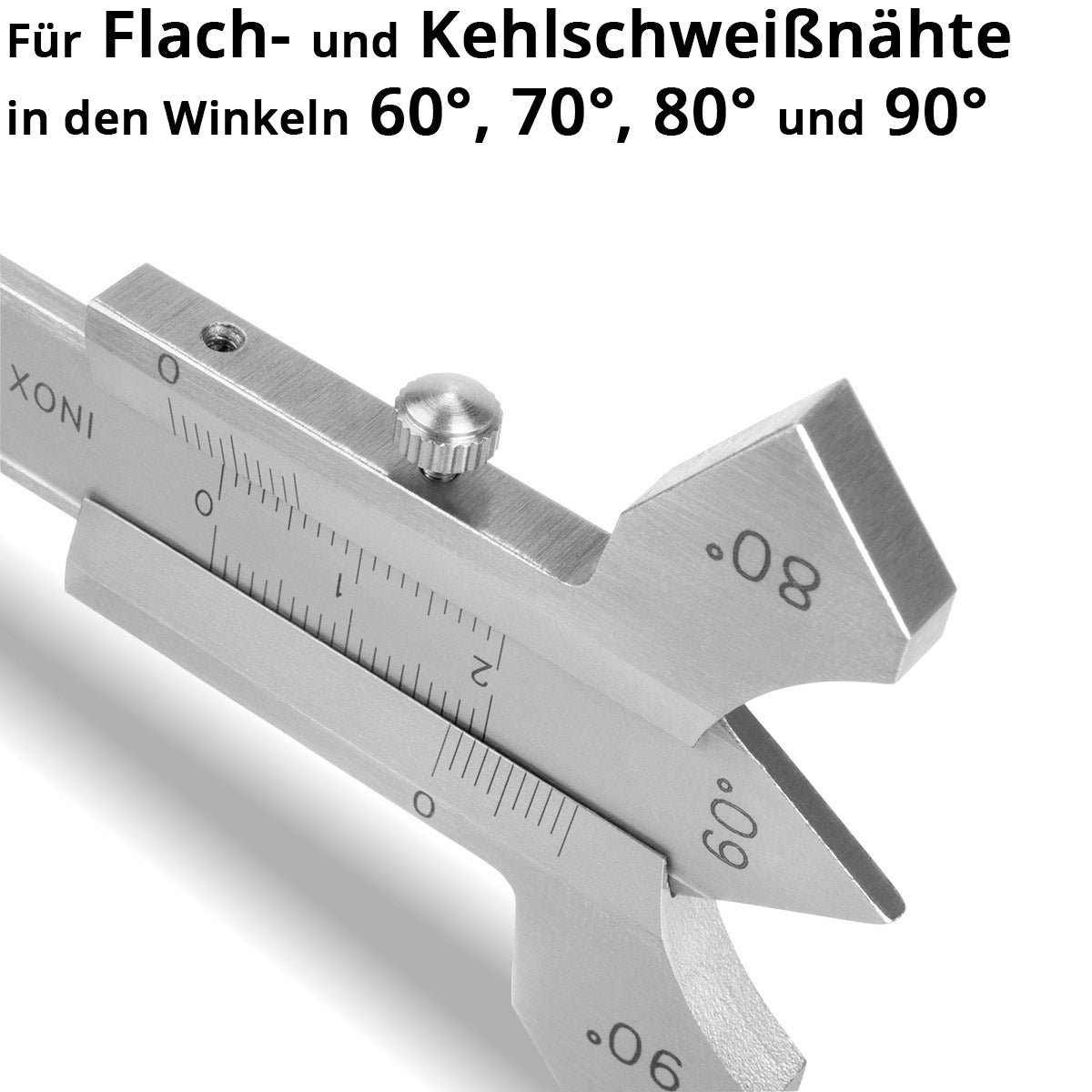 STAHLWERK welding seam gauge 0-20 mm measuring gauge for welding seams with slider made of hardened stainless steel in a synthetic leather case