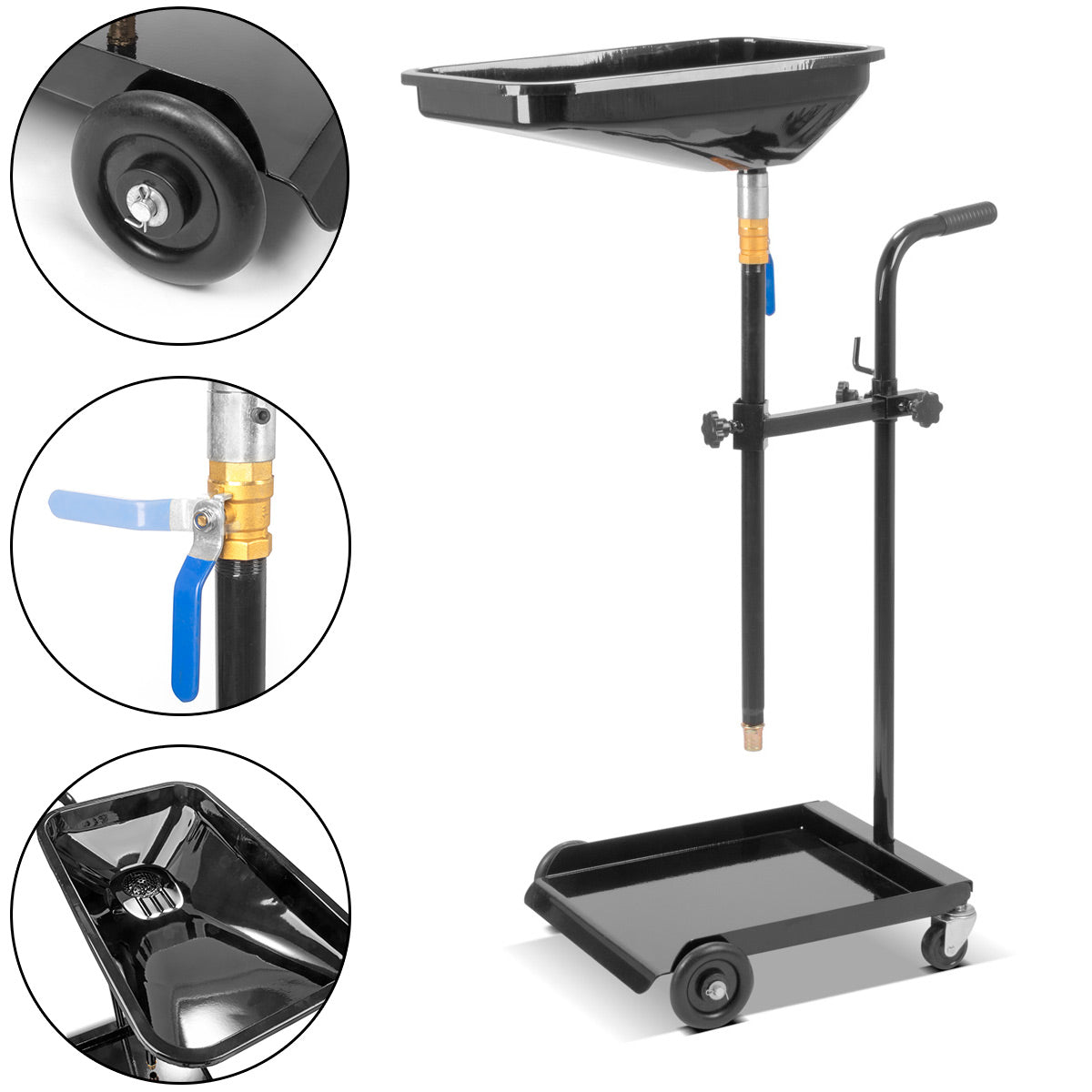 STAHLWERK oil separator OD-110 ST, oil collecting trolley / oil pan / oil drain device with height-adjustable funnel for collecting used oil when changing vehicle oil