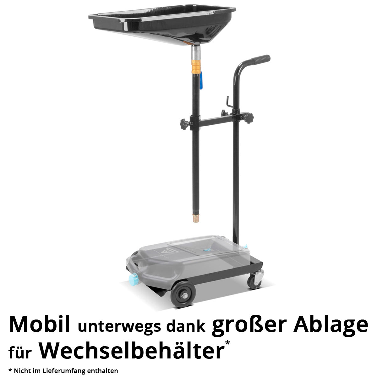 STAHLWERK oil separator OD-110 ST, oil collecting trolley / oil pan / oil drain device with height-adjustable funnel for collecting used oil when changing vehicle oil