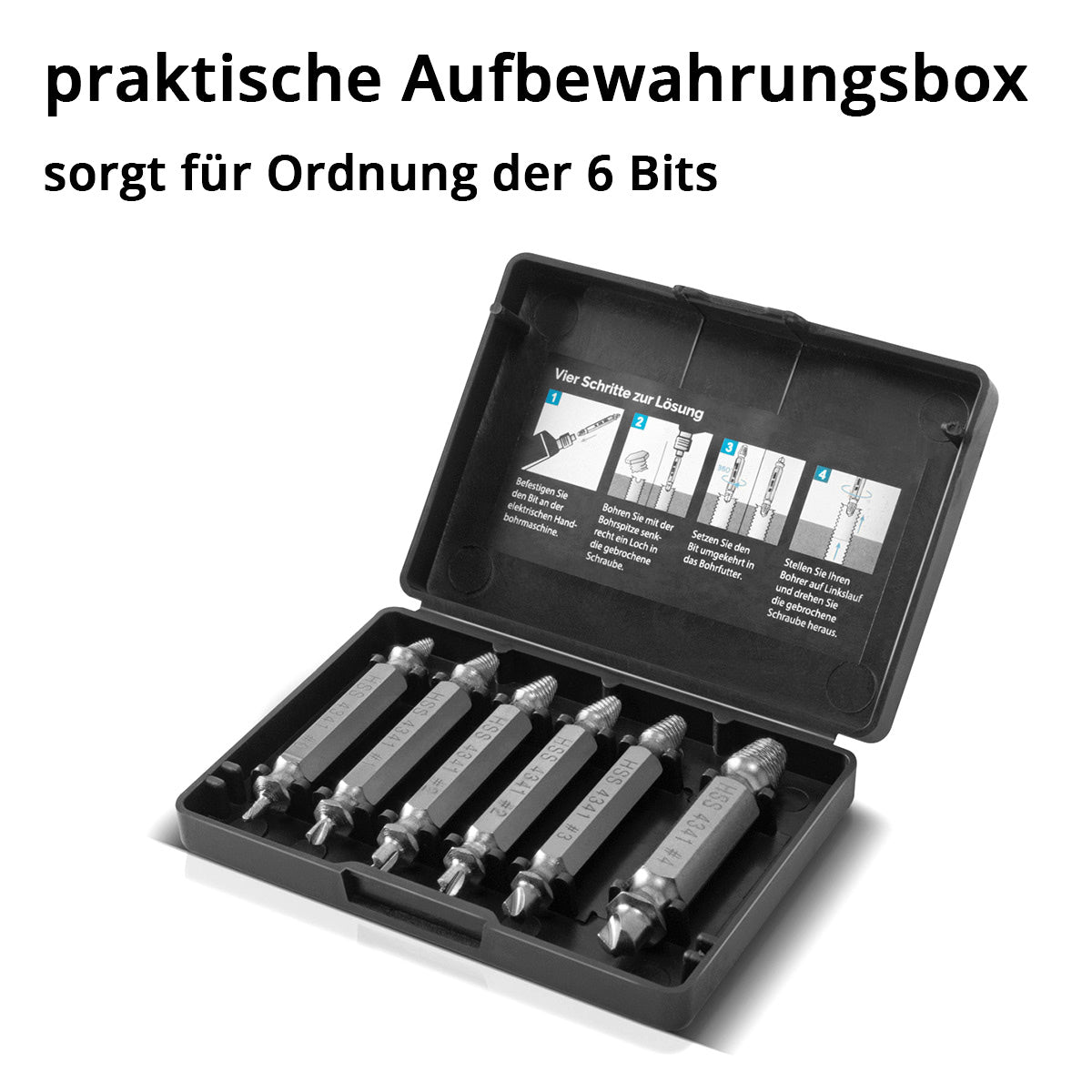 STAHLWERK Linksausdreher / Schraubenentferner / beschädigte Schrauben Ausdreher 6er Set / gehärteter HSS 4341 Stahl