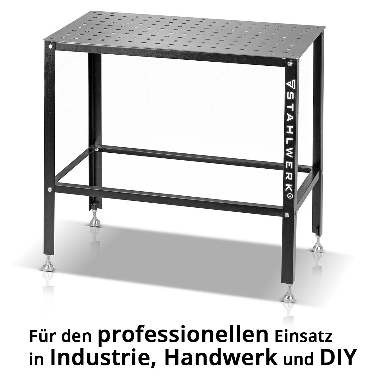 STAHLWERK welding table | Assembly table with 500 kg load capacity and 3 mm worktop 91.5 x 46 x 90 cm in the D16 hole system, DIY kit made of heavy-duty carbon steel with leveling stainless steel feet