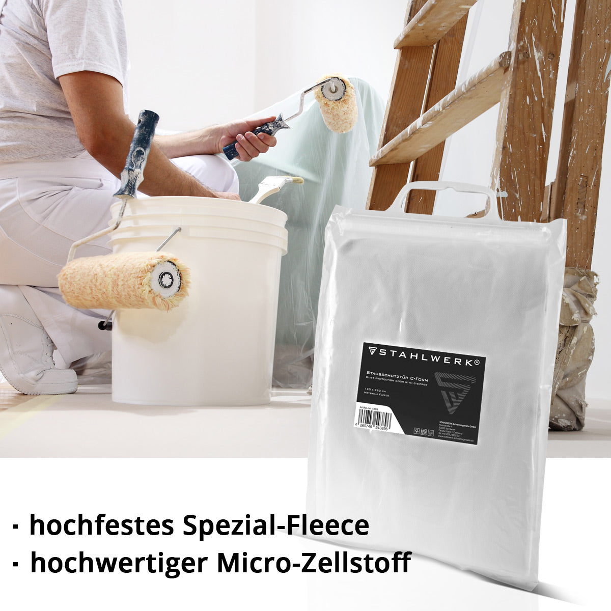 STAHLWERK dust protection door set of 2 C-shape dust door / dirt trap / dust curtain with integrated zipper