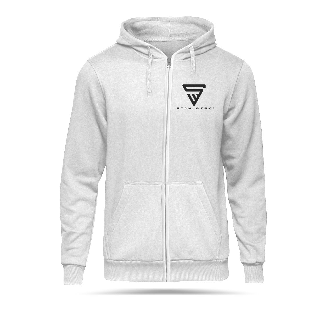 STAHLWERK sweat à capuche taille XL / sweat à capuche / sweat à capuche / veste sweat avec fermeture éclair en blanc avec logo imprimé