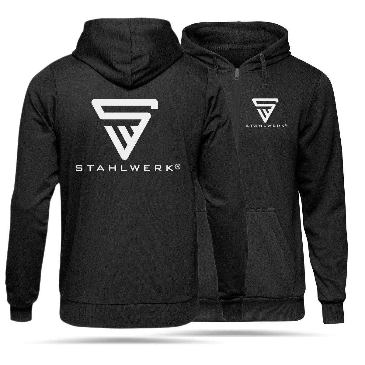 STAHLWERK sweat à capuche / M-XXXL / sweat à capuche / sweat à capuche / veste sweat avec fermeture éclair en noir avec logo imprimé