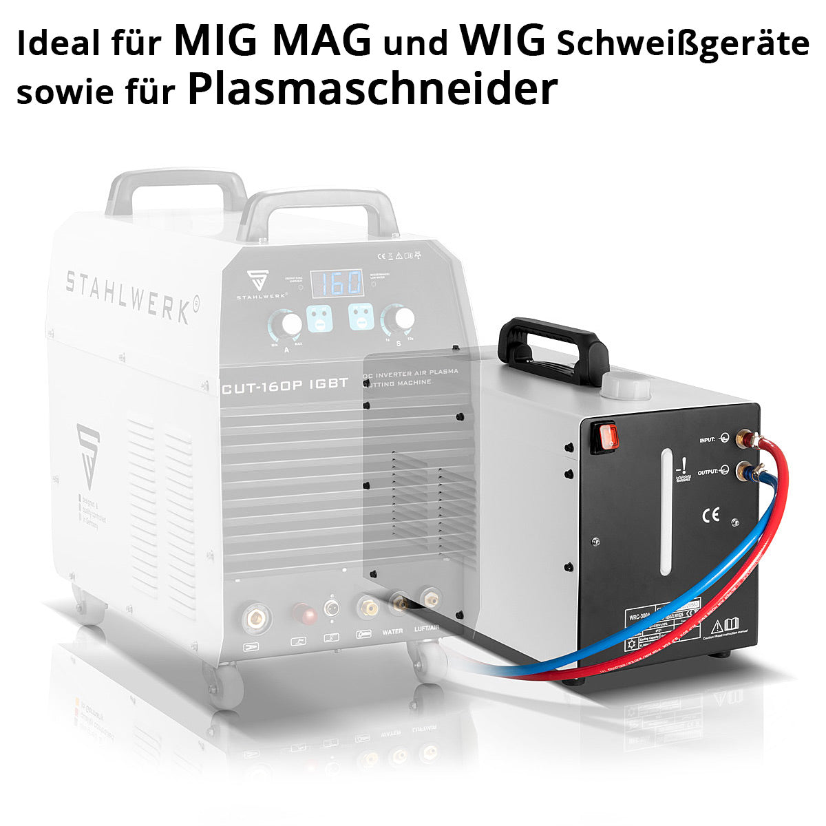 Enfriador de agua STAHLWERK con 370 W de potencia y depósito de 6 l para MIG MAG | Máquinas de soldar TIG y cortadoras de plasma, refrigeración por agua para enfriar paquetes de mangueras, sopletes de soldadura y sopletes de plasma