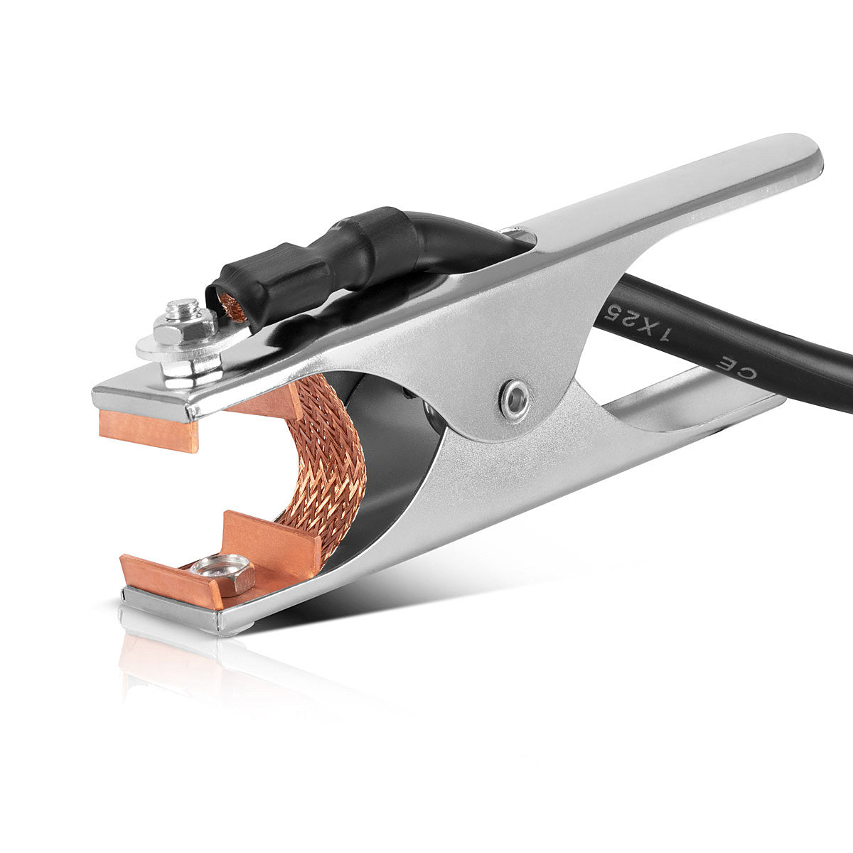 Pinza de tierra STAHLWERK hasta 300 A pinza de tierra | Pinza de tierra que incluye cable de soldadura de 5 m | Cable de tierra con conector de 25 mm² y 9 mm