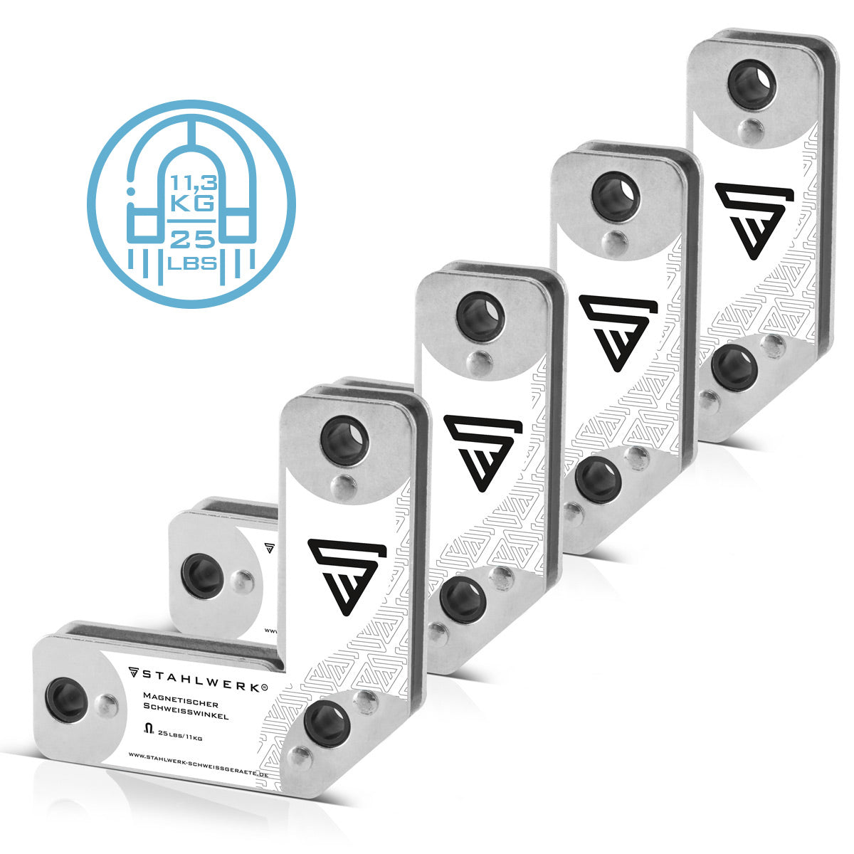 STAHLWERK 4er Set Magnet-Schweißwinkel 11,3 kg | 25 lbs praktischer Schweißmagnet | Magnetwinkel | Schweißpositionierer mit starker Haftkraft