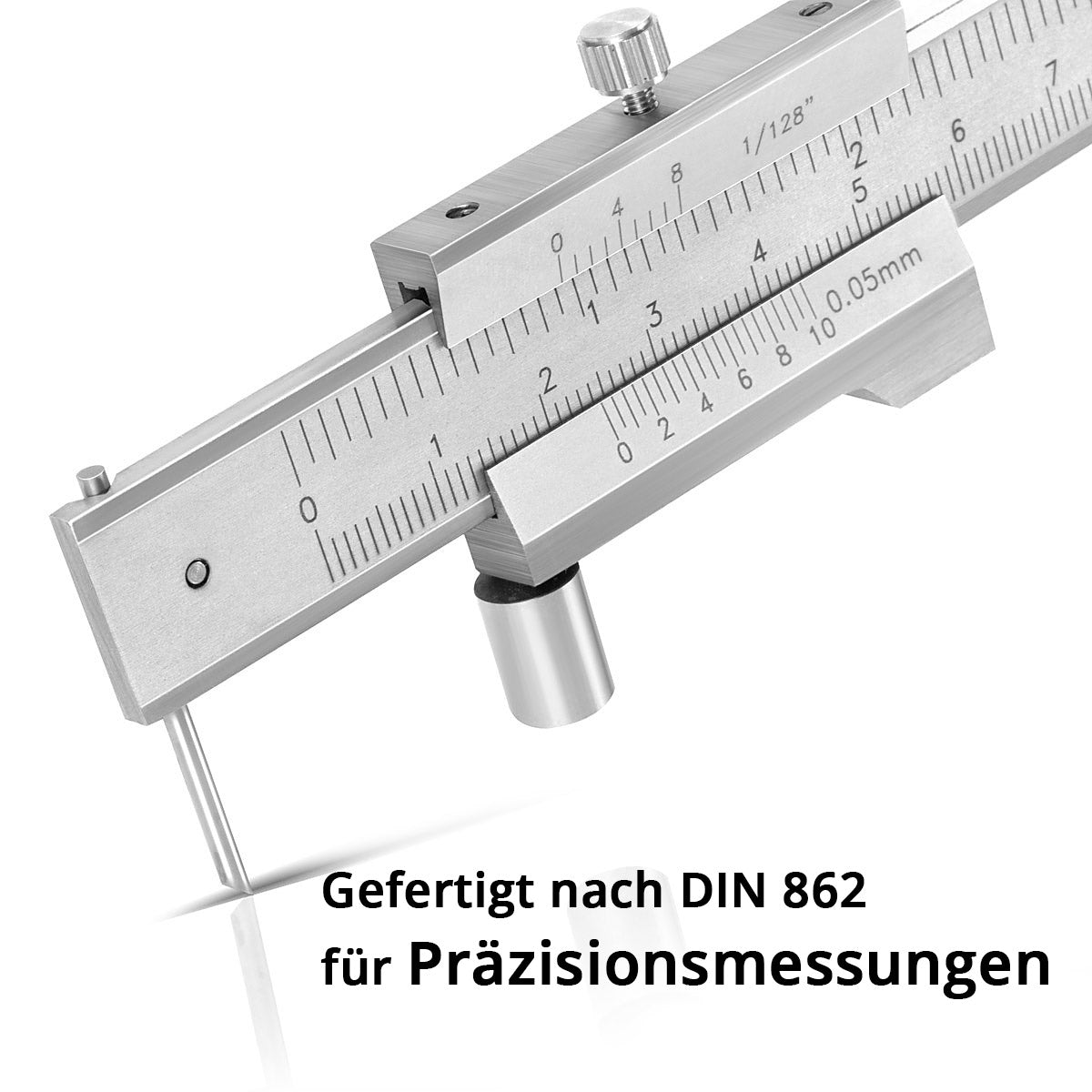 STAHLWERK marking caliper | Measuring gauge | Caliper 0-200 mm | 8 inch with vernier and stop roller according to DIN 862 for precision measurements