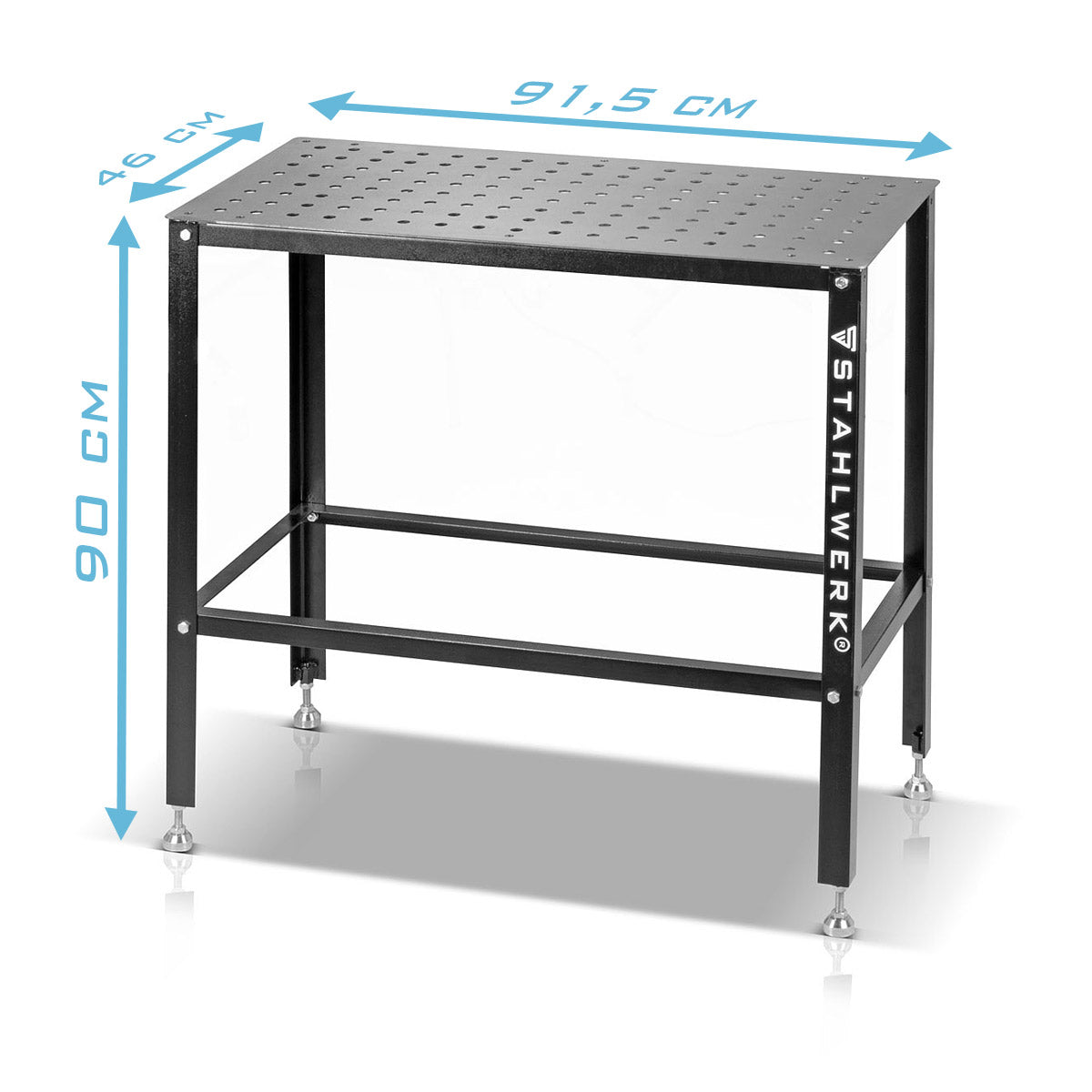STAHLWERK Schweißtisch Set, Montagetisch mit D16 Lochsystem und 3 mm Arbeitsplatte als DIY-Bausatz im 12-teiligen Set mit Variablem Anschlag, Anschlagbolzen mit Abhebesicherung, Spannbolzen
