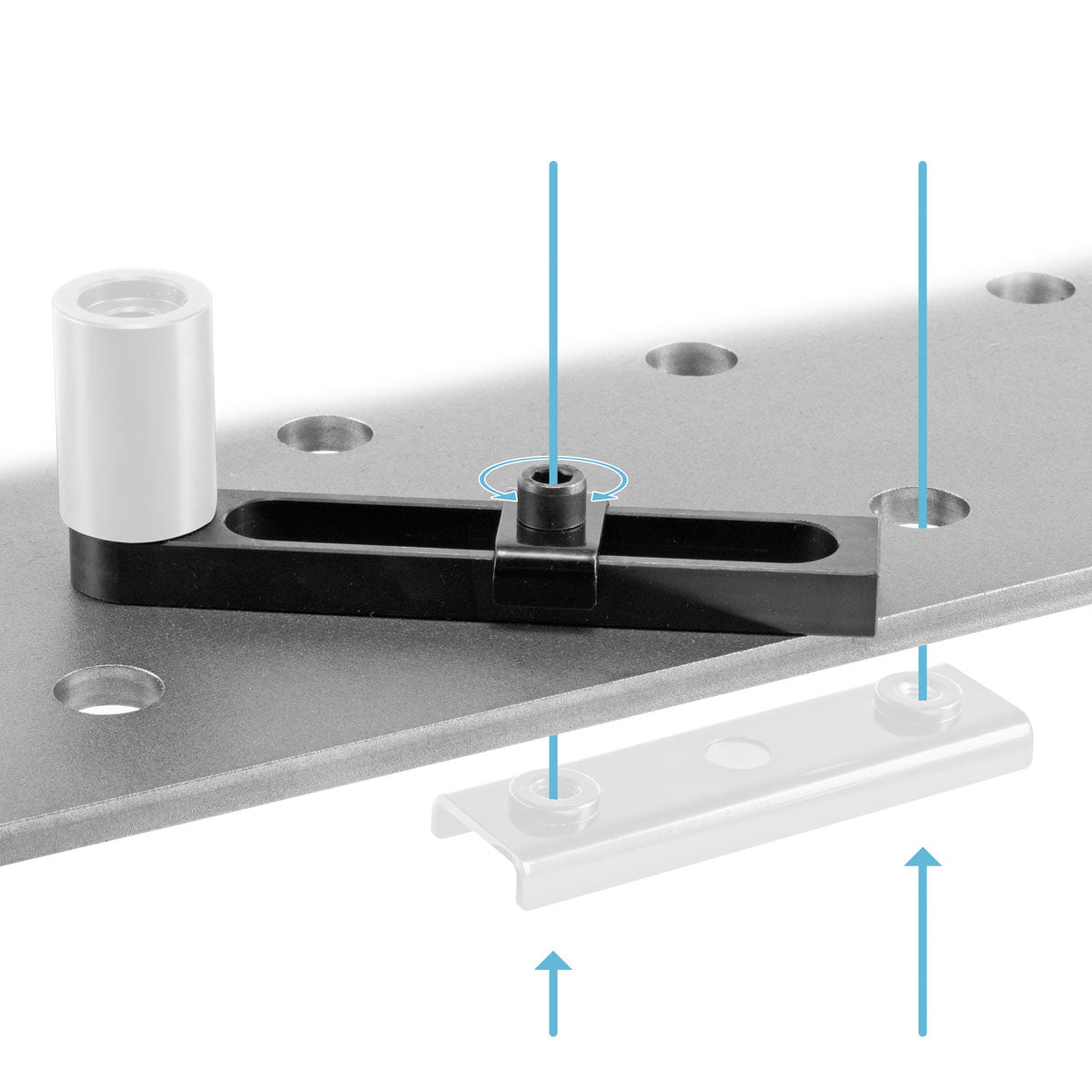 STAHLWERK D16 welding table accessories set with variable stop, screw clamp, stop bolt with lift-off protection and clamping bolt for the D16 system