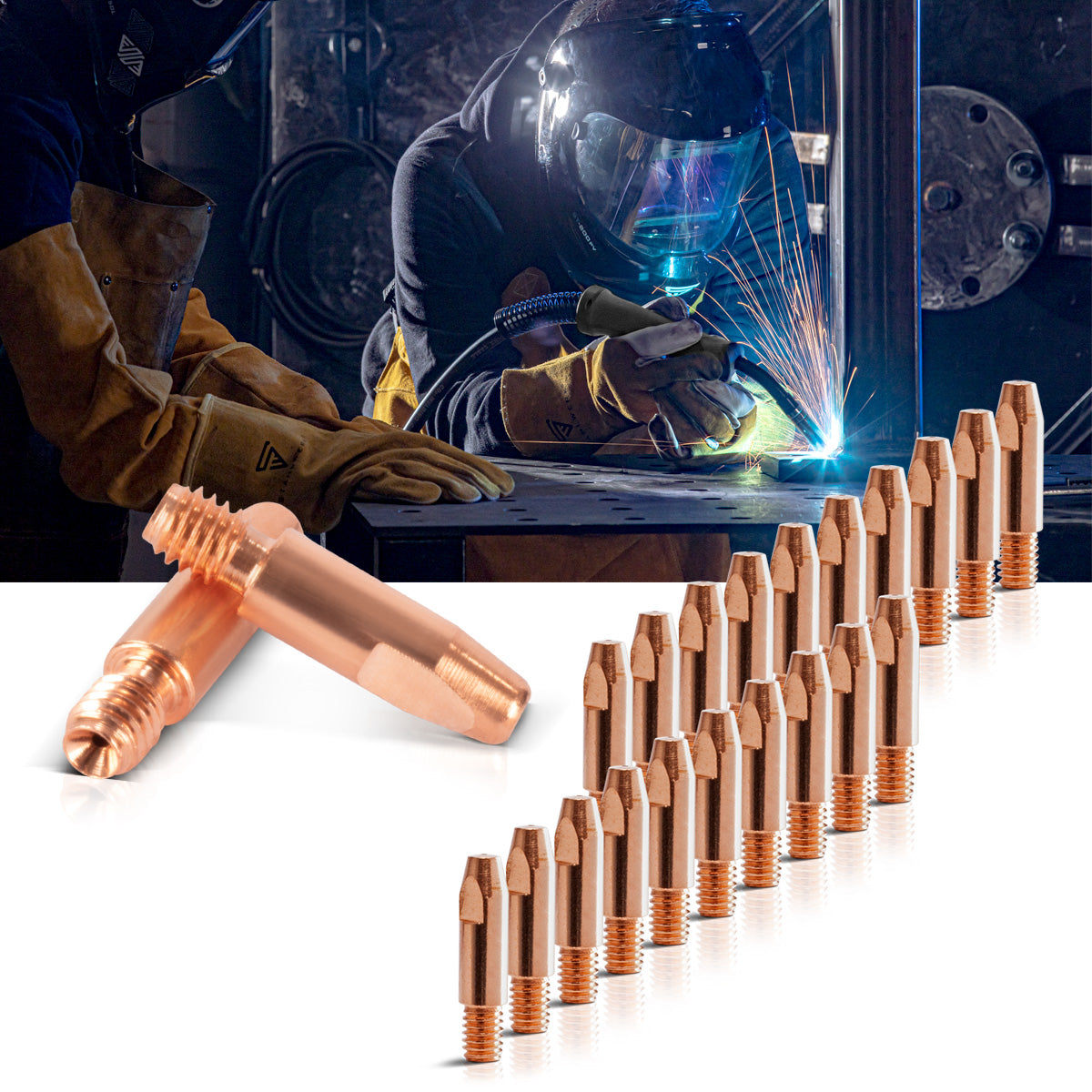 STAHLWERK lot de 20 AK25 | MB25 | KD24 | Conseils de contact MB24 | Buses de contact M6x28 en 0,8 mm Jeu de pièces d'usure MIG MAG | Accessoires de soudage pour torches de soudage