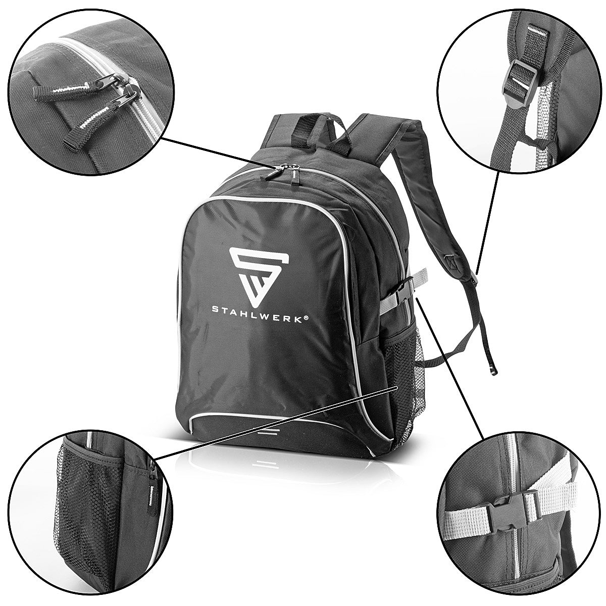STAHLWERK Práctica mochila de ocio de 27 litros, mochila deportiva de poliéster ripstop resistente e impermeable, mochila de día | Equipaje de mano | Mochila de viaje con dos grandes compartimentos.