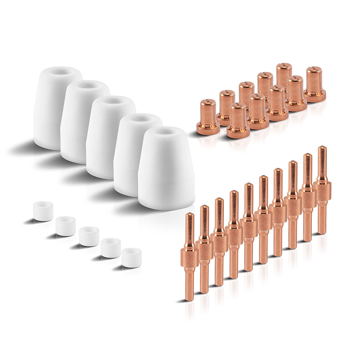 Set di accessori plasma STAHLWERK PT-31 30 pezzi, parti soggette ad usura ugelli plasma + elettrodi + cappucci in ceramica per torcia per taglio plasma PT-31 CUT