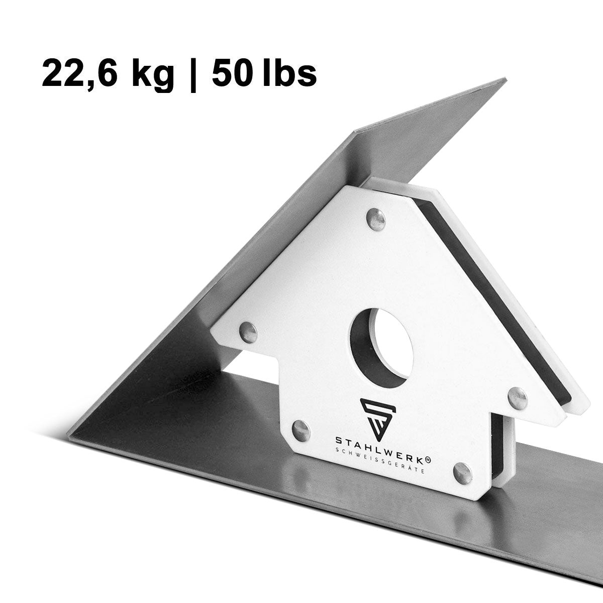 STAHLWERK 2 × Magnet-Schweißwinkel Magnetwinkel Schweißmagnet 45° x 90° x 135°, 22,6 kg / 50 lbs