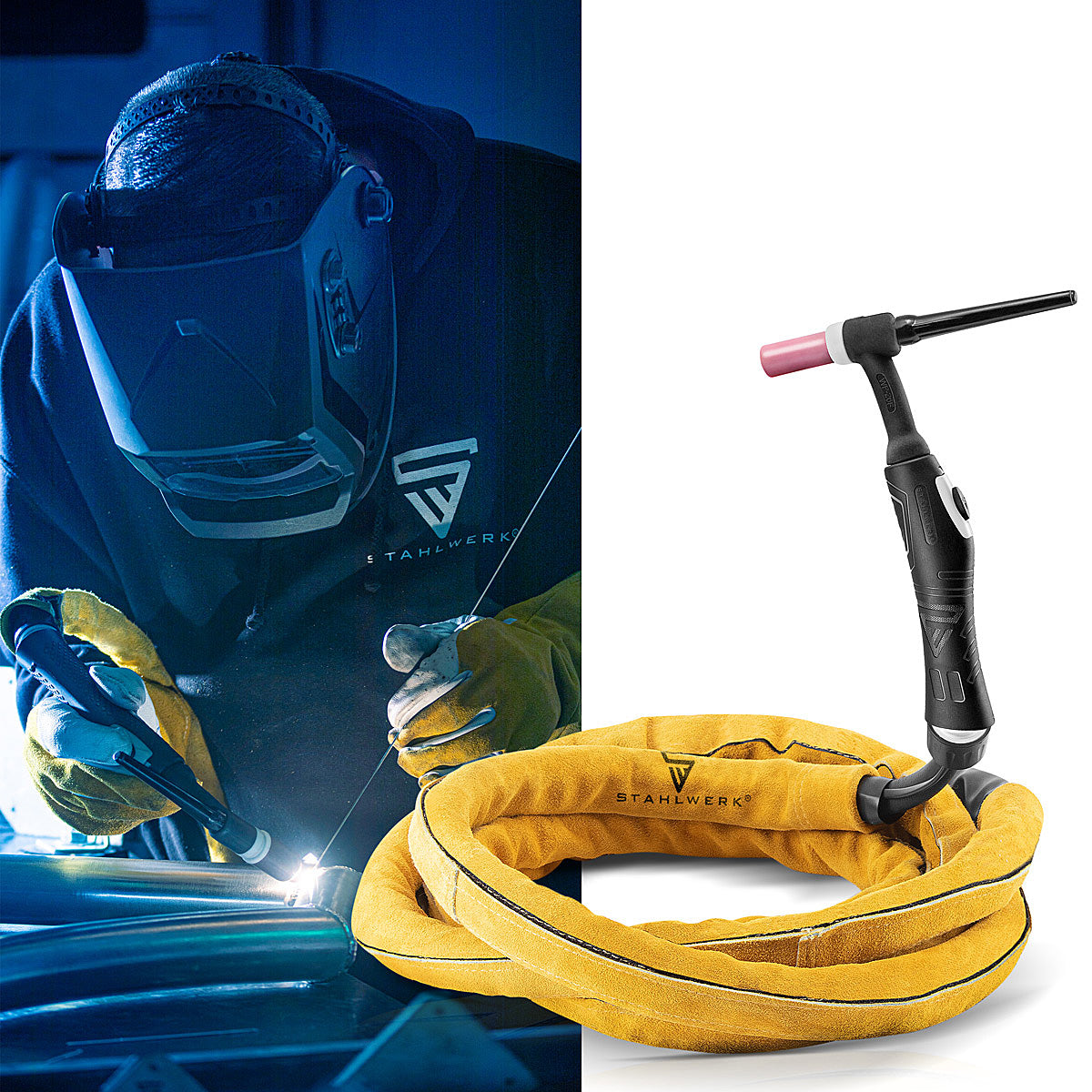 STAHLWERK protective hose flexible cover for hose packages made of genuine leather - 5 meters / heat and fire resistant