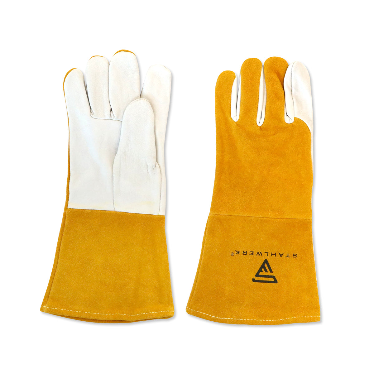 STAHLWERK Schweißerschutzkleidung Set - Schweißerschürze + Schweißerhandschuhe + Armspritzschutz + WIG Finger
