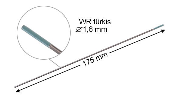 Elettrodi di tungsteno STAHLWERK / elettrodi per saldatura WR turchese 1,6 x 175 mm pratico set da 10