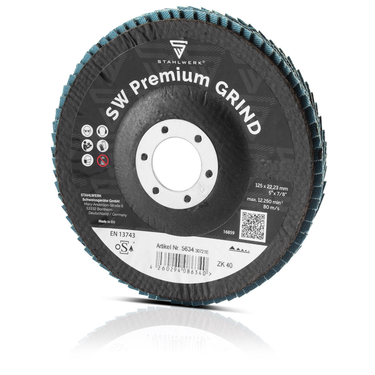 STAHLWERK PREMIUM GRIND P40 Fächer- und Lamellenscheibe Schleifscheibe Ø125 mm 10er Set